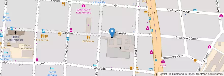 Mapa de ubicacion de Convento San Bernardo en アルゼンチン, サルタ州, Capital, Municipio De Salta, Salta.