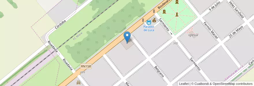 Mapa de ubicacion de Coop de Servicios Públicos de Luca Ltda. en アルゼンチン, コルドバ州, Departamento General San Martín, Pedanía Chazón, Comuna De Luca, Luca.