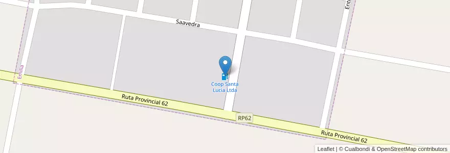 Mapa de ubicacion de Coop Santa Lucia Ltda en Arjantin, Santa Fe, Departamento La Capital, Municipio De Emilia, Emilia.