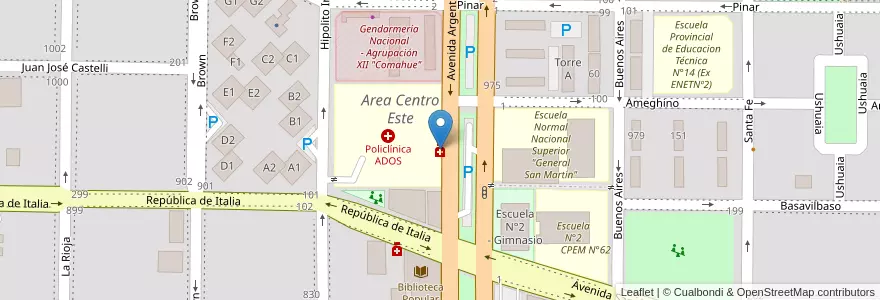 Mapa de ubicacion de Cooperativa ADOS en 아르헨티나, 칠레, 네우켄주, Departamento Confluencia, Municipio De Neuquén, Neuquén.