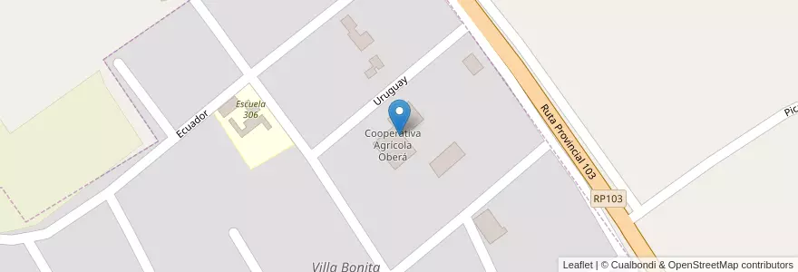 Mapa de ubicacion de Cooperativa Agrícola Oberá en アルゼンチン, ミシオネス州, Departamento Oberá, Municipio De Campo Ramón, Villa Bonita.