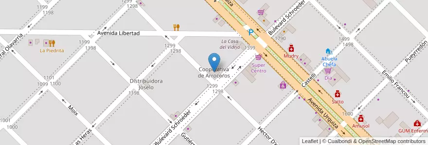 Mapa de ubicacion de Cooperativa de Arroceros en アルゼンチン, エントレ・リオス州, Departamento Colón, Distrito Segundo, Villa Elisa, Villa Elisa.