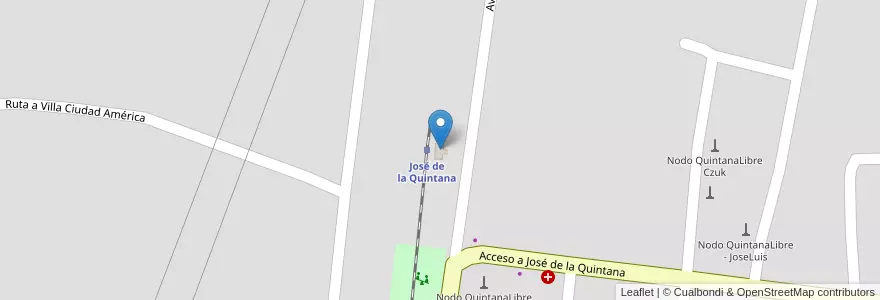 Mapa de ubicacion de Cooperativa de Servicios San José en 阿根廷, Córdoba, Departamento Santa María, Pedanía San Isidro, Comuna De Villa San Isidro, José De La Quintana.