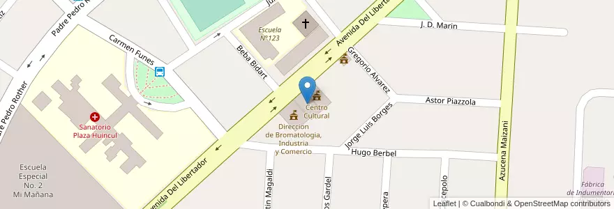 Mapa de ubicacion de Cooperativa de Trabajo Entre Rios Ltd. - Fca. Pastas Don Beno en الأرجنتين, تشيلي, نيوكوين, Departamento Confluencia, Municipio De Plaza Huincul, Plaza Huincul.