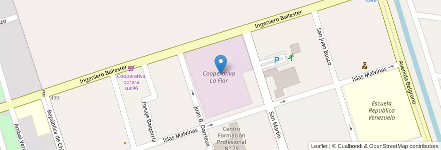 Mapa de ubicacion de Cooperativa La Flor en Arjantin, Şili, Neuquén, Departamento Confluencia, Centenario.