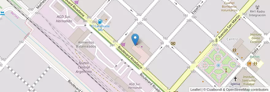 Mapa de ubicacion de Cooperativa La Vencedora Hernando en Arjantin, Córdoba, Departamento Tercero Arriba, Pedanía Punta Del Agua, Municipio De Hernando, Hernando.