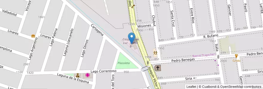 Mapa de ubicacion de Cooperativa Luz - Anexo B en الأرجنتين, تشيلي, Mendoza, Godoy Cruz, Departamento Godoy Cruz, Distrito Gobernador Benegas.