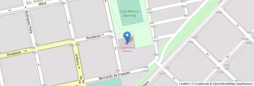 Mapa de ubicacion de Cooperativa Obrera en アルゼンチン, ブエノスアイレス州, Partido De Coronel De Marina Leonardo Rosales, Punta Alta.
