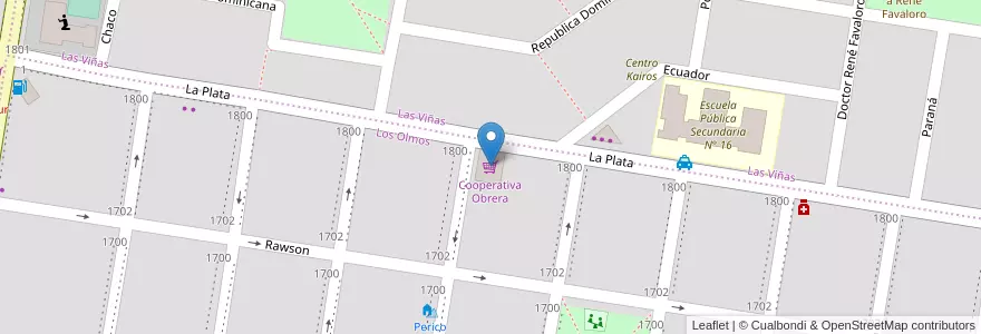 Mapa de ubicacion de Cooperativa Obrera en الأرجنتين, ريو نيغرو, General Roca, Departamento General Roca, General Roca.