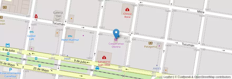 Mapa de ubicacion de Cooperativa Obrera en アルゼンチン, リオネグロ州, General Roca, Departamento General Roca, General Roca.