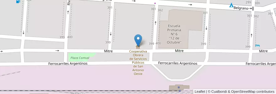 Mapa de ubicacion de Cooperativa Obrera de Servicios Públicos de San Antonio Oeste en Аргентина, Рио-Негро, Departamento San Antonio, San Antonio Oeste, Сан-Антонио-Оэсте.