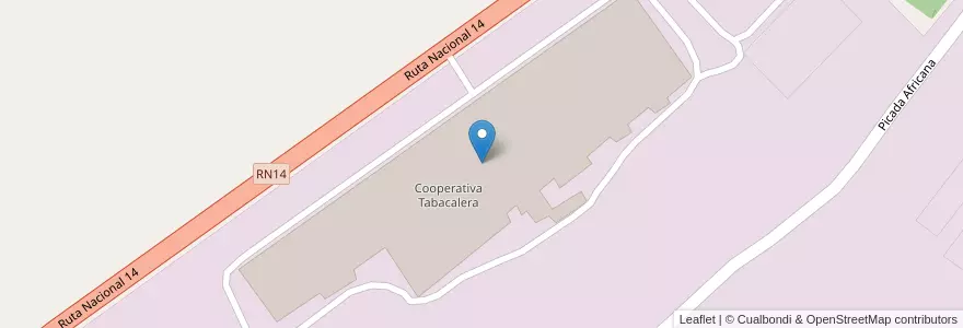 Mapa de ubicacion de Cooperativa Tabacalera en الأرجنتين, Misiones, Departamento Leandro N. Alem, Municipio De Leandro N. Alem.