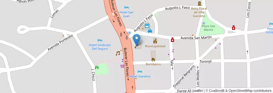 Mapa de ubicacion de Cooperativa Villa Giardino en アルゼンチン, コルドバ州, Departamento Punilla, Pedanía San Antonio, Municipio De Villa Giardino, Villa Giardino.
