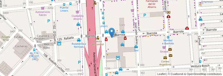 Mapa de ubicacion de Copacabana, Liniers en Argentina, Ciudad Autónoma De Buenos Aires, Buenos Aires, Partido De Tres De Febrero.