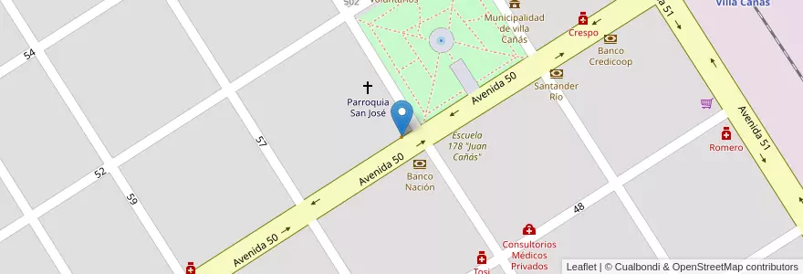 Mapa de ubicacion de Copahue en Arjantin, Santa Fe, Departamento General López, Municipio De Villa Cañás, Villa Cañás.