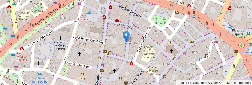 Mapa de ubicacion de Cope Salamanca en 스페인, Castilla Y León, Salamanca, Campo De Salamanca, Salamanca.