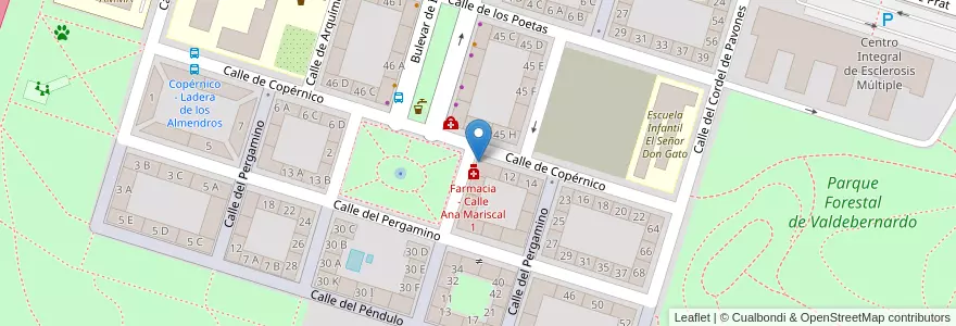 Mapa de ubicacion de Copérnico Diez en إسبانيا, منطقة مدريد, منطقة مدريد, Área Metropolitana De Madrid Y Corredor Del Henares, مدريد.