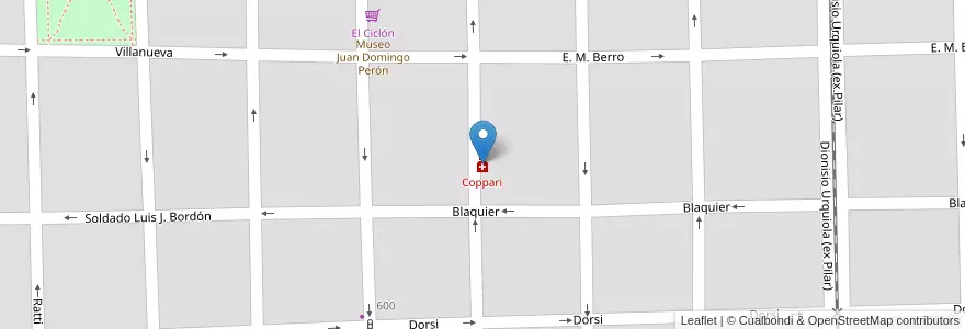 Mapa de ubicacion de Coppari en Arjantin, Buenos Aires, Partido De Lobos, Lobos.