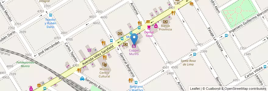 Mapa de ubicacion de Coppel Munro en アルゼンチン, ブエノスアイレス州, Partido De Vicente López, Vicente López.