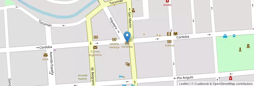 Mapa de ubicacion de cordoba en 阿根廷, Córdoba, Departamento Unión, Pedanía Bell Ville, Municipio De Bell Ville, Bell Ville.