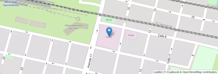 Mapa de ubicacion de Cores en Arjantin, Buenos Aires, Partido De Mercedes, Mercedes.
