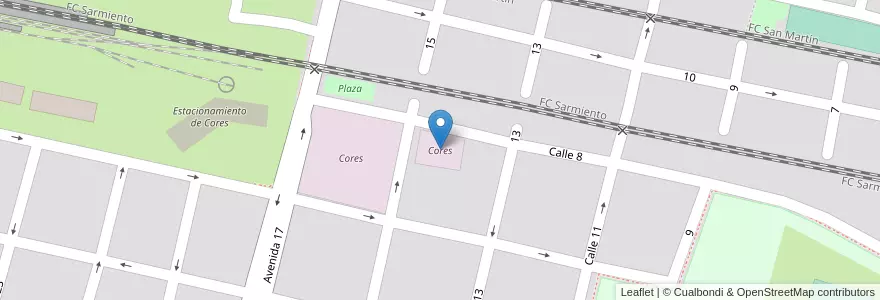Mapa de ubicacion de Cores en Arjantin, Buenos Aires, Partido De Mercedes, Mercedes.