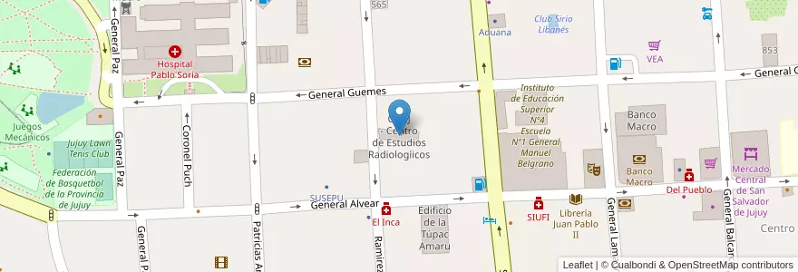 Mapa de ubicacion de CORJ - Centro de Estudios Radiologíicos en Аргентина, Жужуй, Departamento Doctor Manuel Belgrano, Municipio De San Salvador De Jujuy.