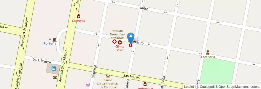 Mapa de ubicacion de Cornejo en Аргентина, Кордова, Departamento San Justo, Pedanía Libertad, Municipio De Porteña.