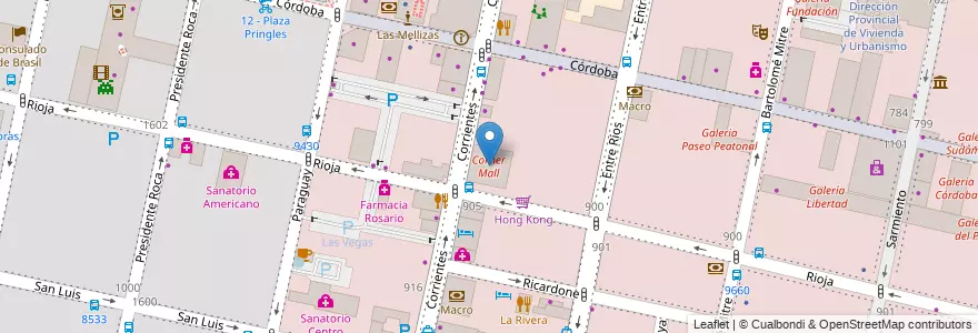 Mapa de ubicacion de Corner Mall en 아르헨티나, Santa Fe, Departamento Rosario, Municipio De Rosario, 로사리오.