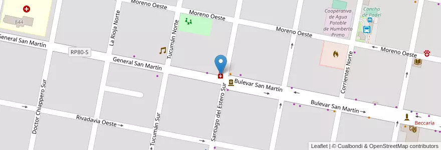 Mapa de ubicacion de Cornero en Argentinië, Santa Fe, Departamento Castellanos, Municipio De Humberto Primo, Humberto Primo.