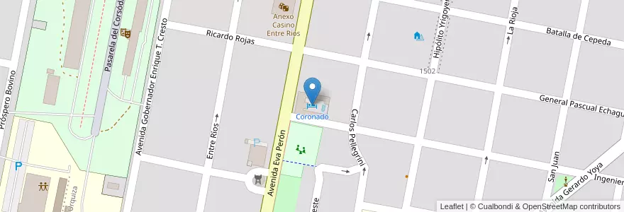 Mapa de ubicacion de Coronado en آرژانتین, استان انتره ریوس, Departamento Concordia, Distrito Suburbios, Concordia, Concordia.