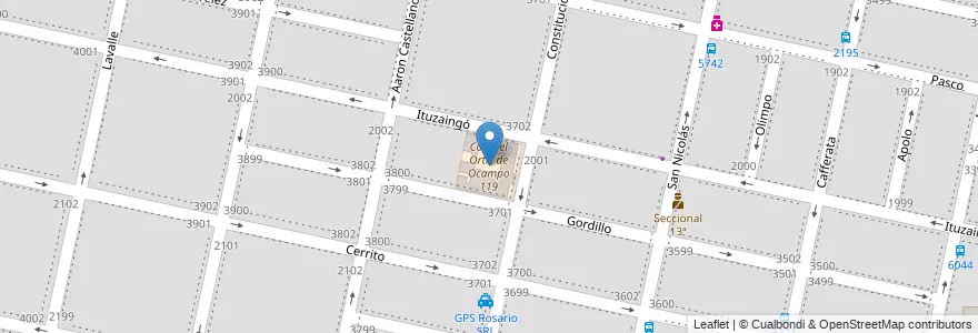 Mapa de ubicacion de Coronel Ortiz de Ocampo 119 en آرژانتین, سانتافه, Departamento Rosario, Municipio De Rosario, تسبیح.