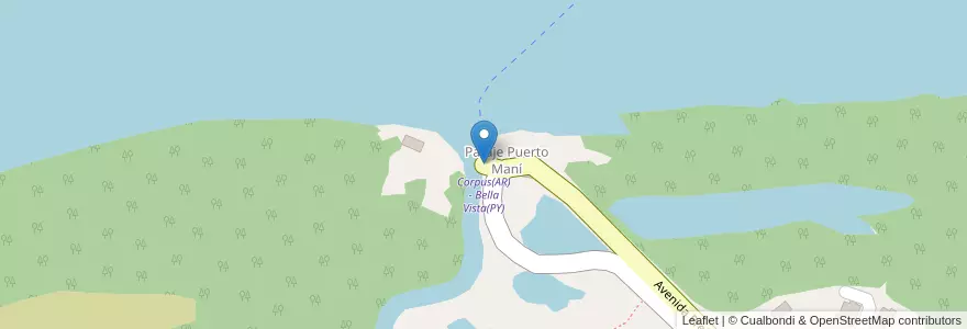 Mapa de ubicacion de Corpus(AR) - Bella Vista(PY) en Departamento San Ignacio, Municipio De Corpus Christi.