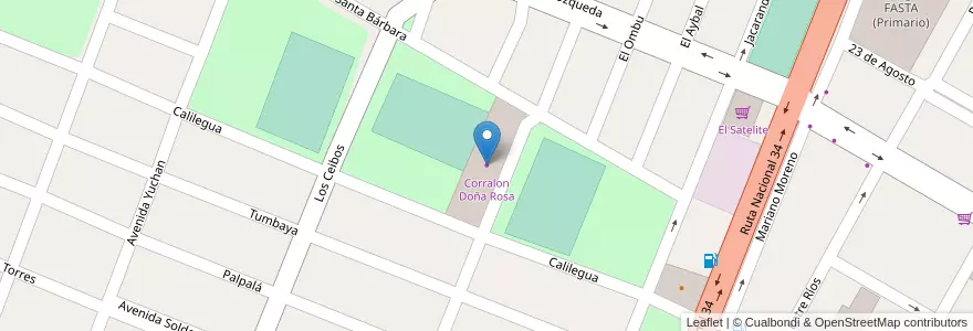 Mapa de ubicacion de Corralon Doña Rosa en Argentine, Jujuy, Departamento Ledesma, Municipio De Libertador General San Martín, Libertador General San Martín.