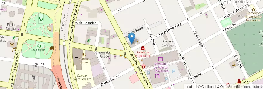 Mapa de ubicacion de Corralón el Mercado en الأرجنتين, Jujuy, Departamento Doctor Manuel Belgrano, Municipio De San Salvador De Jujuy.