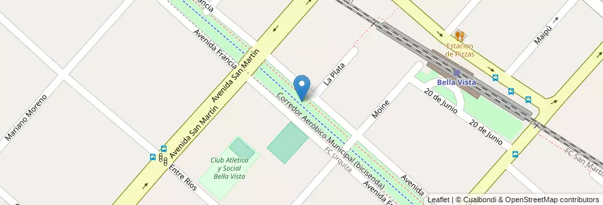 Mapa de ubicacion de Corredor Aeróbico Municipal en Arjantin, Buenos Aires, Partido De San Miguel, Bella Vista.