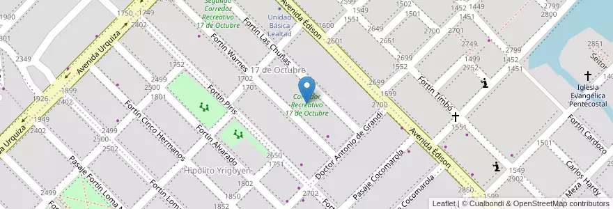 Mapa de ubicacion de Corredor Recreativo 17 de Octubre en 아르헨티나, Chaco, Departamento San Fernando, Resistencia, Resistencia.