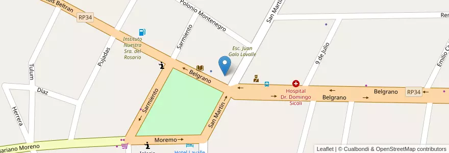 Mapa de ubicacion de Correo en Arjantin, Şili, Mendoza, Distrito Villa Tulumaya, Departamento Lavalle.