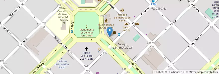 Mapa de ubicacion de Correo en Arjantin, Misiones, Departamento Apóstoles, Municipio De Apóstoles, Apóstoles.