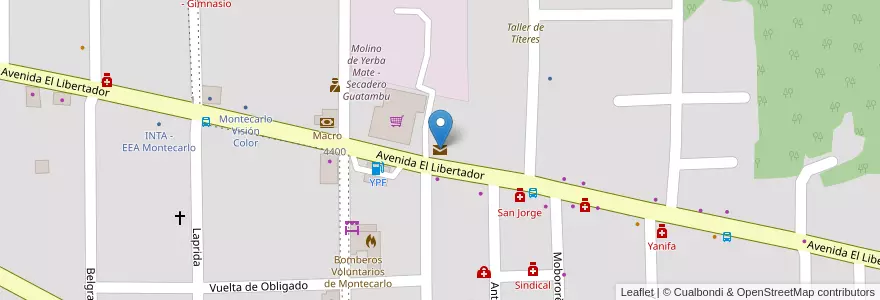 Mapa de ubicacion de Correo Argentino en アルゼンチン, ミシオネス州, Departamento Montecarlo, Municipio De Montecarlo, Montecarlo.