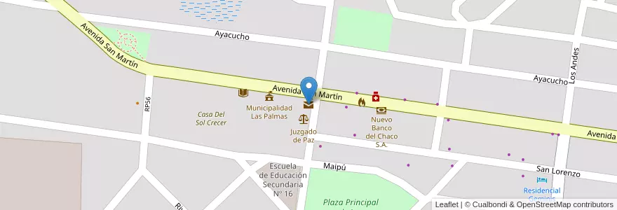 Mapa de ubicacion de Correo Argentino en Arjantin, Chaco, Departamento Bermejo, La Leonesa - Las Palmas, Municipio De Las Palmas.