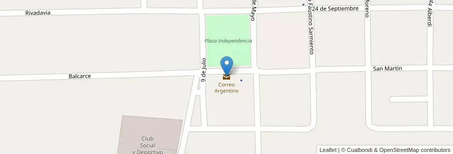 Mapa de ubicacion de Correo Argentino en Argentina, Tucumán, Departamento Graneros, Municipio De Graneros.