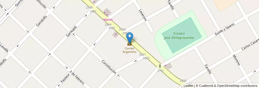Mapa de ubicacion de Correo Argentino en Argentina, Buenos Aires, Partido De San Fernando, Victoria.