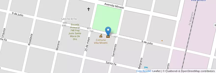 Mapa de ubicacion de Correo Argentino en Аргентина, Санта-Фе, Municipio De Villa Minetti, Villa Minetti.
