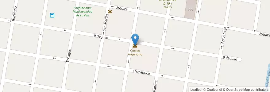 Mapa de ubicacion de Correo Argentino en Argentina, Wilayah Entre Ríos, Departamento La Paz, Distrito Estacas, La Paz.