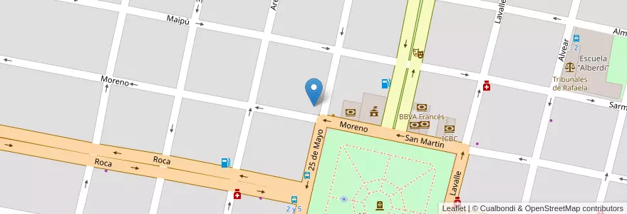 Mapa de ubicacion de Correo Argentino. en Argentina, Santa Fe, Departamento Castellanos, Municipio De Rafaela.