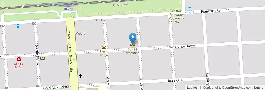 Mapa de ubicacion de Correo Argentino en Аргентина, Междуречье, Departamento La Paz, Distrito Alcaraz Primero, Bovril, Bovril.