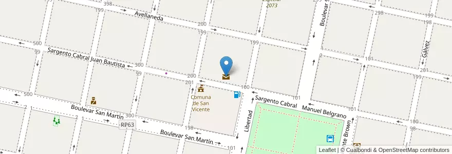 Mapa de ubicacion de Correo Argentino en Argentine, Santa Fe, Departamento Castellanos, Municipio De San Vicente.