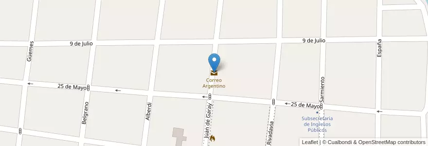 Mapa de ubicacion de Correo Argentino en الأرجنتين, سانتا في, Departamento San Jerónimo, Municipio De Coronda.