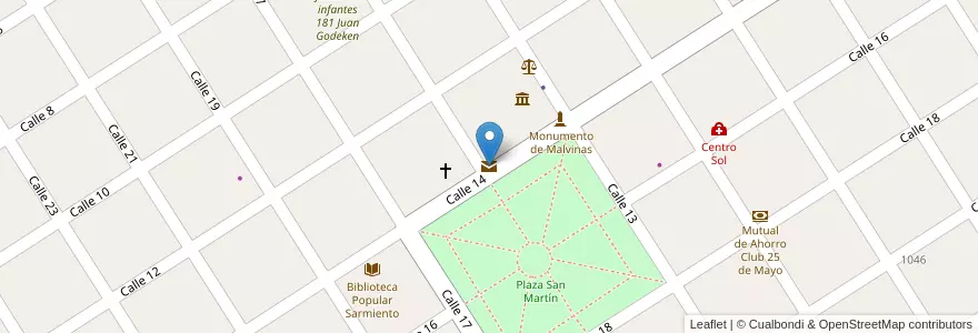 Mapa de ubicacion de Correo Argentino en Argentinien, Santa Fe, Municipio De Gödeken, Departamento Caseros.